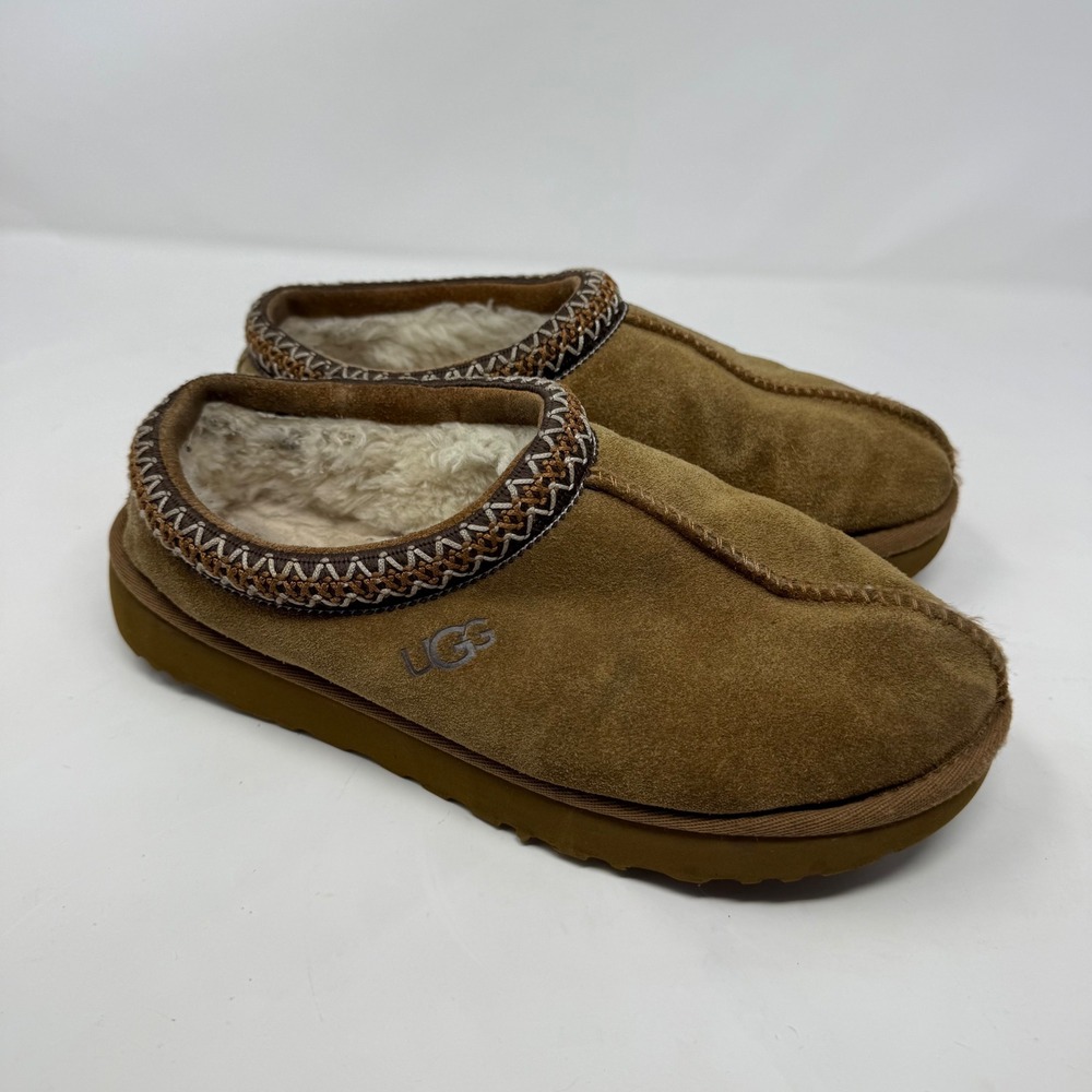 UGG Tasman Slipper Chestnut Suede Sheepskin Lined cabin cozy Womens 9